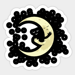 Kawaii Moon hugging Space Sticker